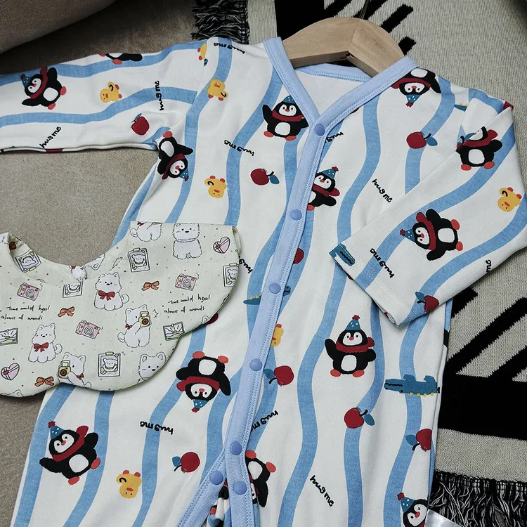 【UMI精选爬服】0-12月宝宝对开拉架棉长爬
