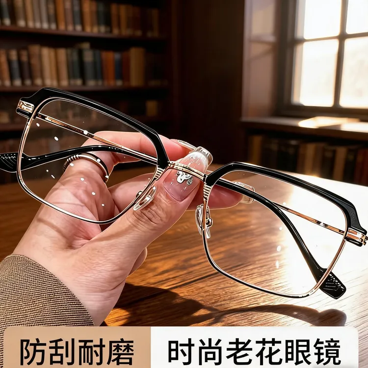 视频同款专柜老花镜奢华百搭修饰脸型男女同款超清减龄防蓝光商品图