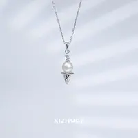 喜珠阁S925银淡水无核珍珠白珠冰淇淋吊坠含925银链XZG