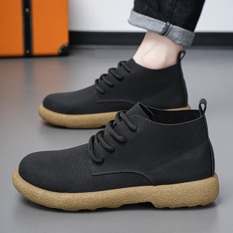 休闲鞋马丁靴男士中帮透气男鞋工装风减震潮流高帮