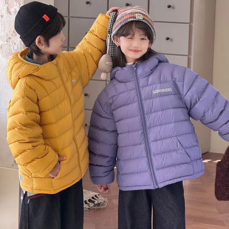 巴拉冬季新款儿童轻薄款羽绒服男童女童中大童韩版女童韩版白鸭绒