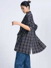 ZHENXI【不拘格外套衬衫】高个子穿搭格纹宽松重工衬衫25QDYZ0531