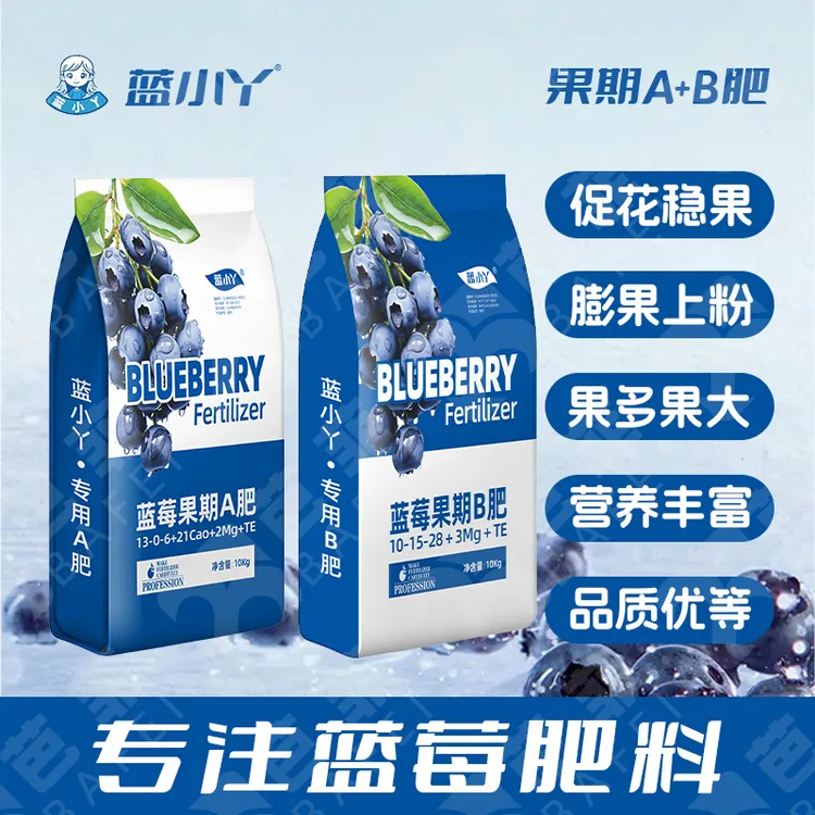 蓝小丫专享蓝小丫AB肥蓝莓果期果多果大膨果上粉増糖滴箭和滴灌均可使用