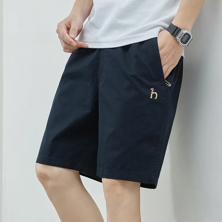 【专柜同款】纯棉五分短裤男时尚休闲宽松直筒高级感男装拉链休闲裤