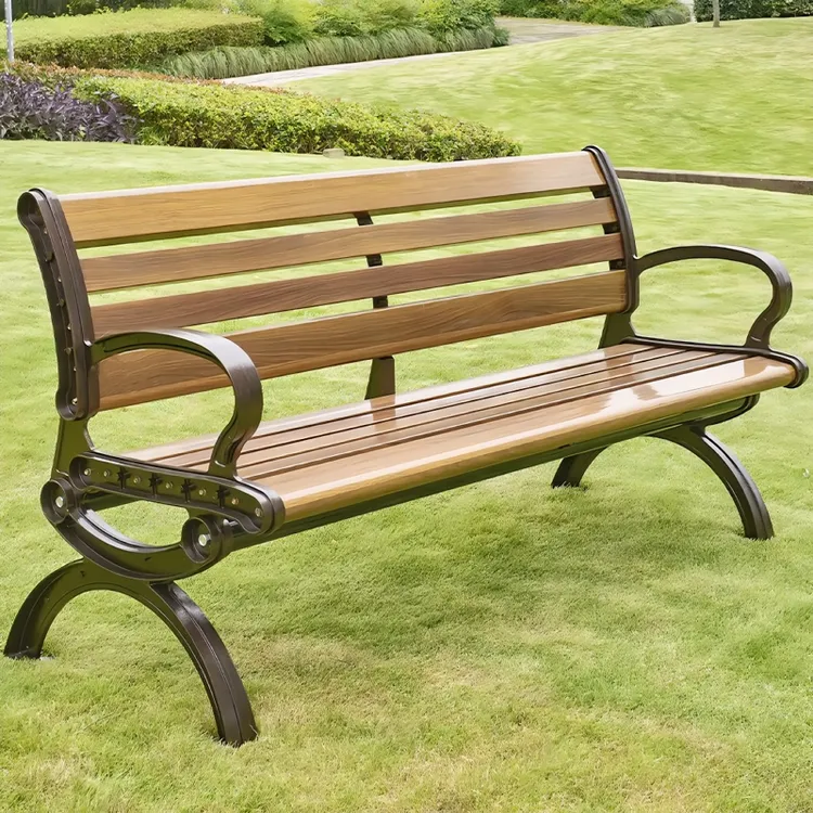 公园椅户外长椅庭院露天休闲靠背椅防腐实木锌合金长条椅铸铝户外