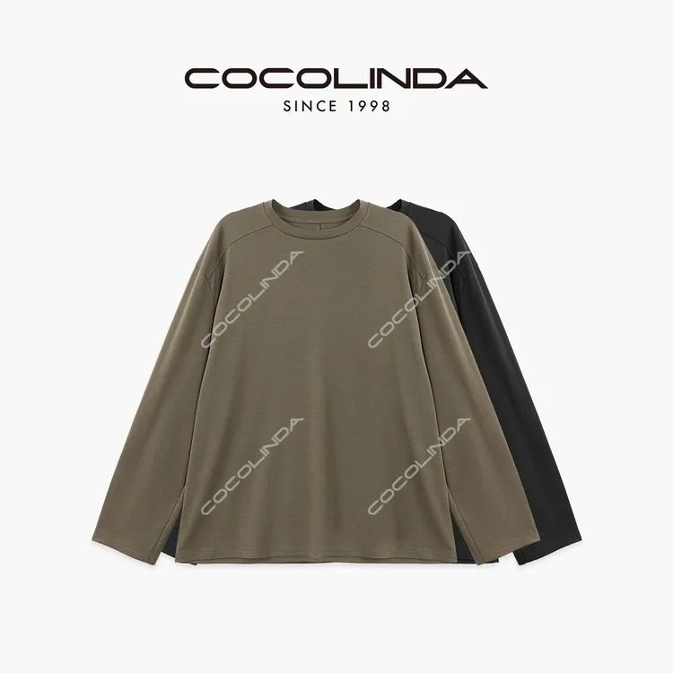 COCOLINDA | 丝毛欧美男女CP亲肤厚款小领口长袖T恤T5403