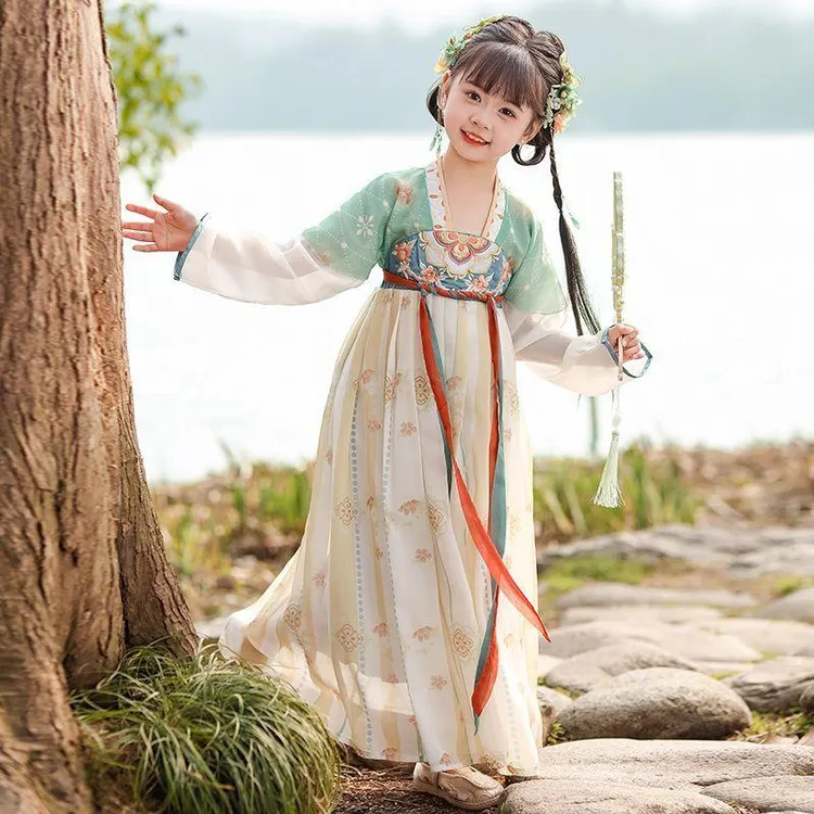 汉服女童秋款新款国风小女孩儿童超仙古风连衣裙齐胸襦裙秋季