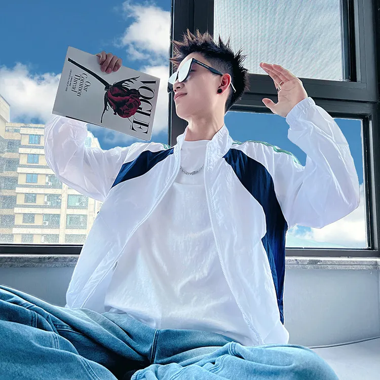 夏季撞色防晒服男潮牌痞帅薄款夹克衫2025新款钓鱼户外防晒衣外套