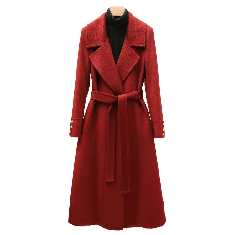 蓝海奕诺气质过膝长款双面毛呢外套2025秋冬新款双面呢轻奢大衣女