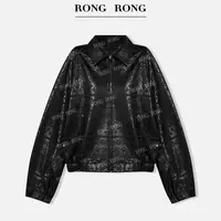溶溶【意墨晚渡】RONGRONG高定重工刺绣镂空国风PU机车皮衣MYFLO171