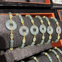 蓝水翡翠平安扣手链女款气质百搭轻奢复古手工编织时尚简约手串