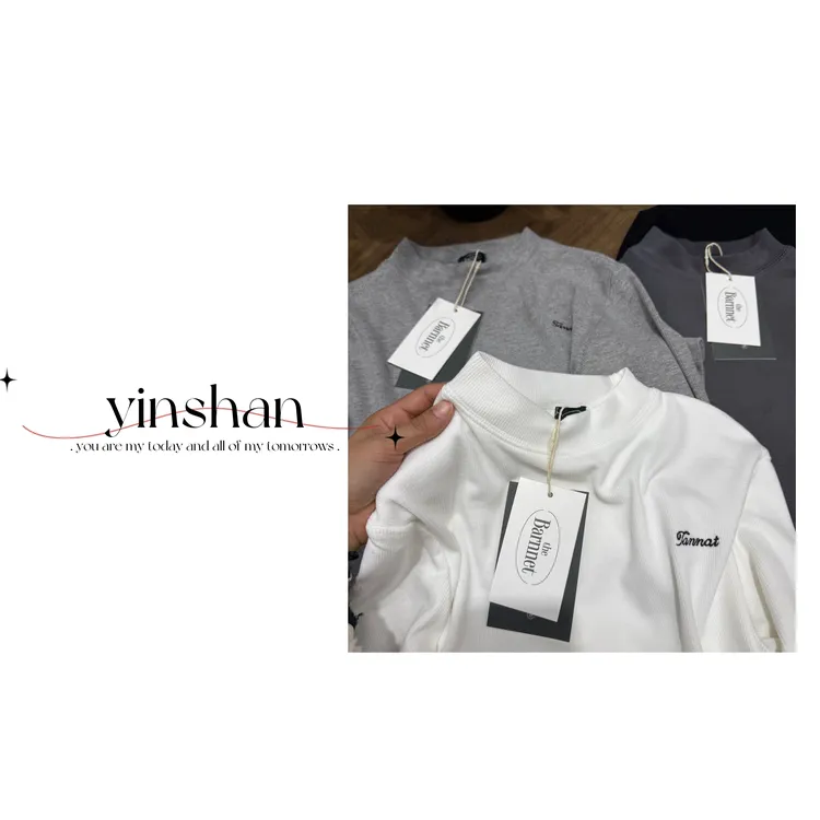 【尹善推荐】韩系新品巴奶4色中领刺绣打底长T恤