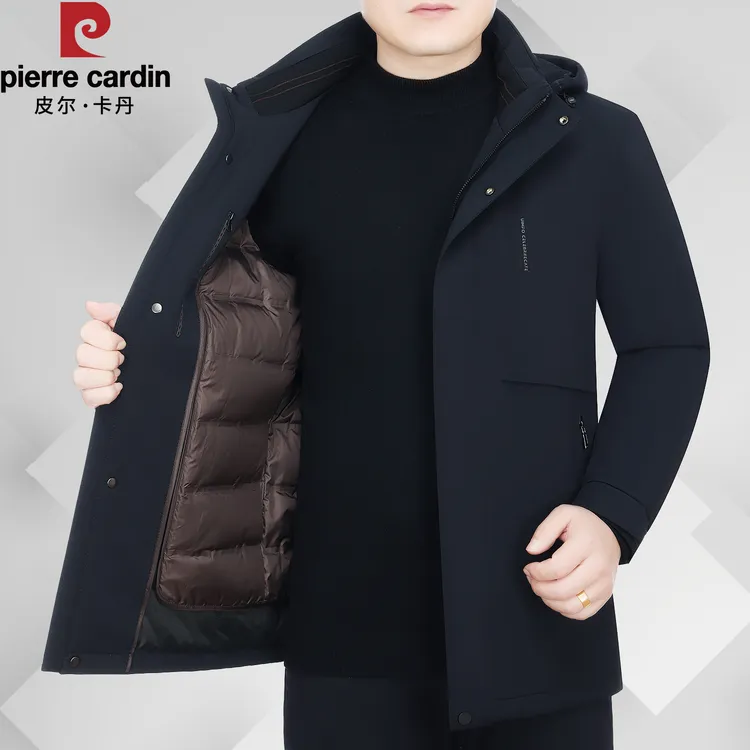 皮尔卡丹高档冬装男士羽绒服外套可脱卸内胆鸭绒加厚保暖御寒派克