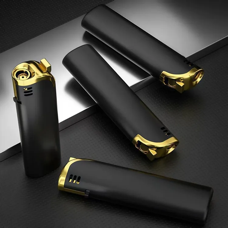 高端磨砂黑金属直冲防风打火机简约定制印字广告批发火机耐用创意