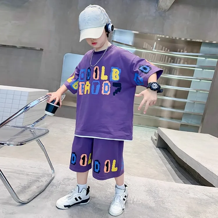 男童运动套装夏季2025新款儿童夏装酷帅中大童短袖两件套韩范炸街