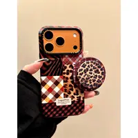 适用苹果iphone17promax拼接豹纹16pro磁吸15ins支架14复古手机壳