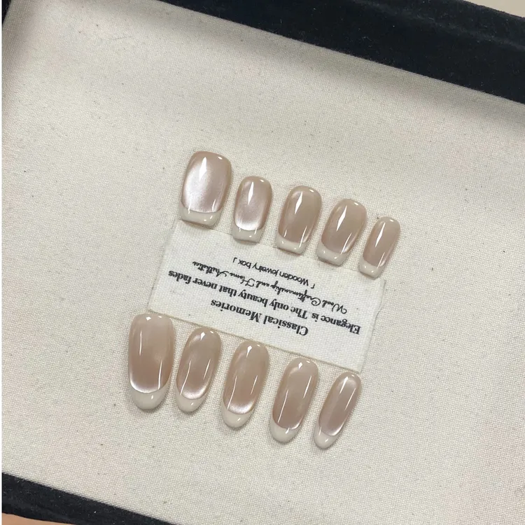 法式 白边 显白【月牙弯】JD1883纯手工美甲穿戴甲（送铁盒+工具包）