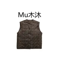 Mu木沐♠新品做旧豹纹薄棉马甲