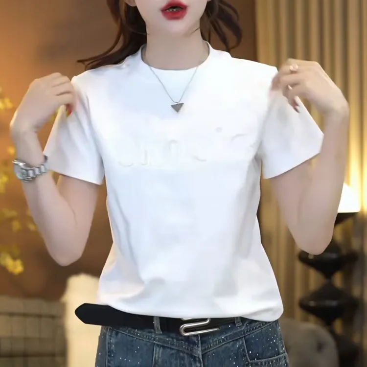 2025新款春夏字母印花短款T恤女款时尚圆领短袖上衣女LK2501587