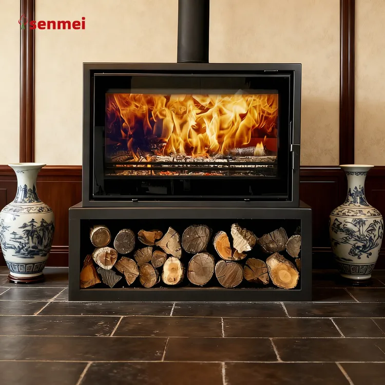 senmeiIMX2D2单面全窗玻璃门真火燃木竖版壁炉真火木柴家用
