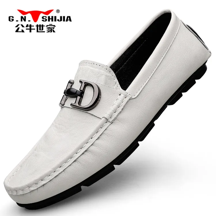 公牛世家2025年秋冬新款豆豆鞋一脚蹬男时尚百搭皮鞋开车鞋乐福鞋
