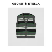 OSCAR&STELLA【图书馆】时尚针织休闲百搭无袖条纹马甲349-72829