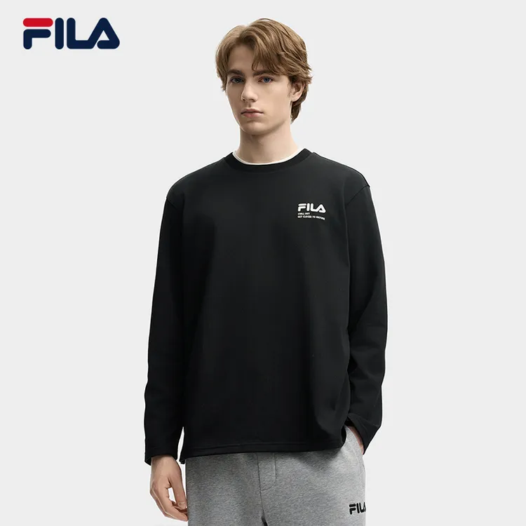 FILA 斐乐官方情侣款针织长袖上衣2025秋新款时尚休闲纯棉宽松长T