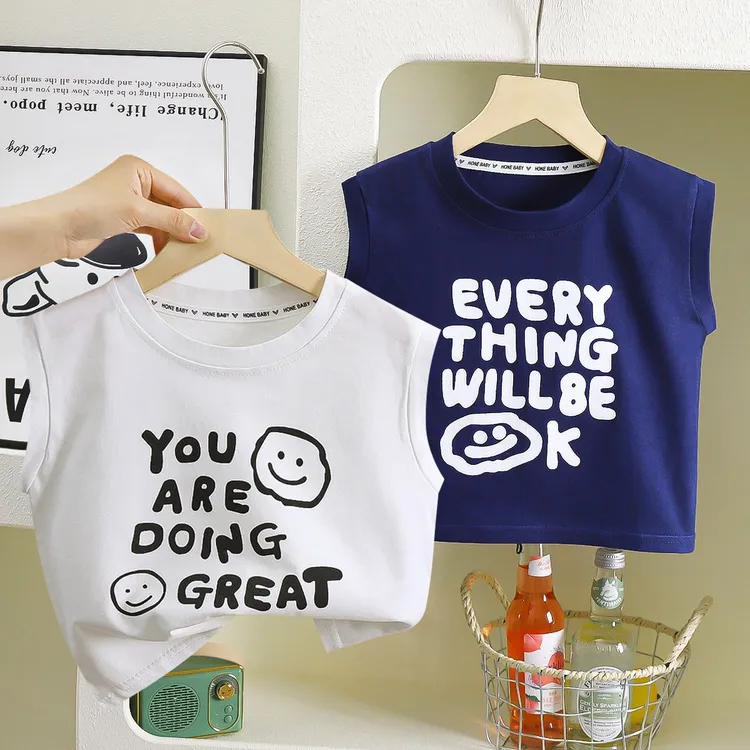 儿童背心夏季新款宝宝大童夏款外穿无袖打底女童男童A类上衣D