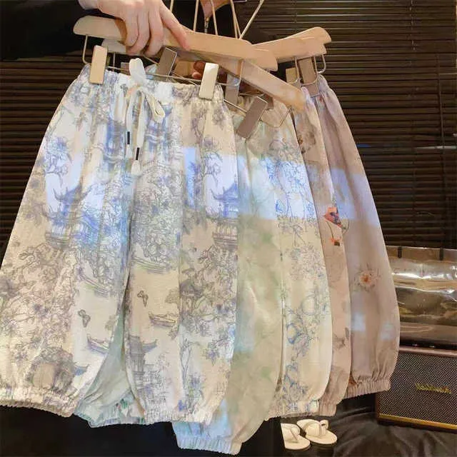 夏季薄款长裤防蚊裤2025男女宝宝中小童国风百搭灯笼外穿时尚裤子