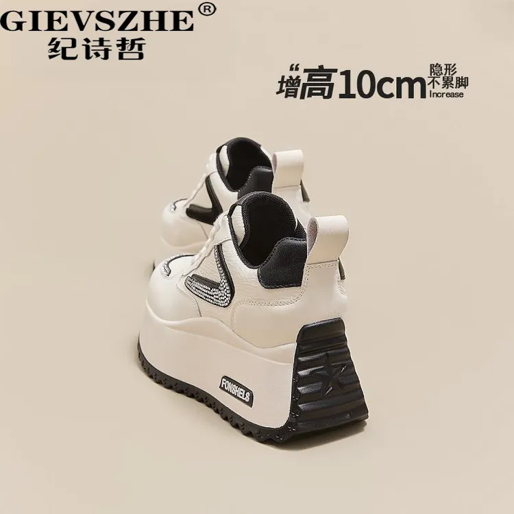 GIEVSZHE纪诗哲厚底增高老爹鞋女款爆款2025新款百搭休闲轻奢鞋子