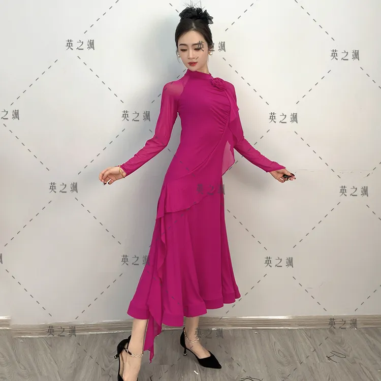 【英之飒】气质广场舞服时尚长款吉特巴水兵舞25074连衣裙穿搭