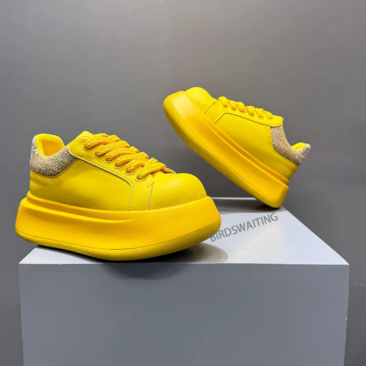 小白鞋2026春季休闲运动舒适皮面厚底增高百搭时尚男士潮流老爹鞋