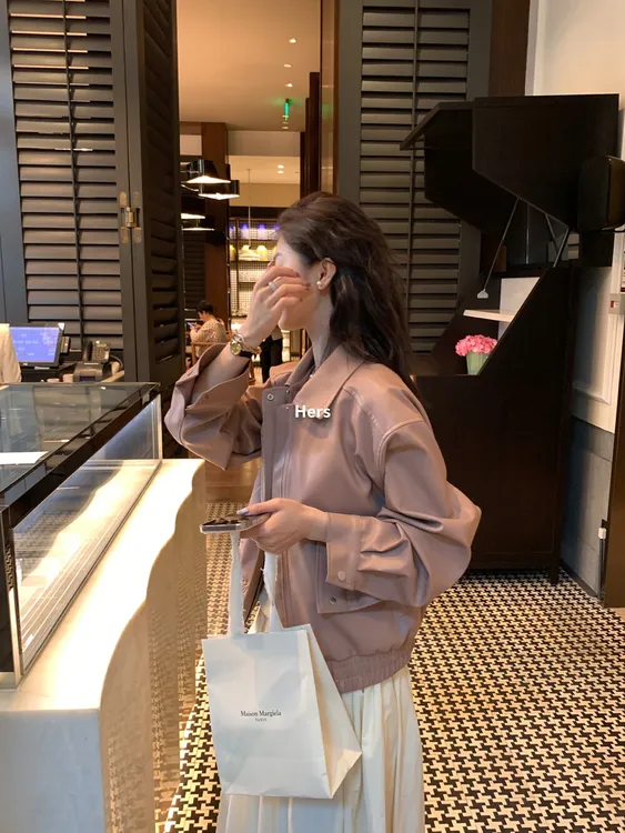 秋上新！【Hers】春秋外套博主调性简约复古经典夹克皮衣  92067