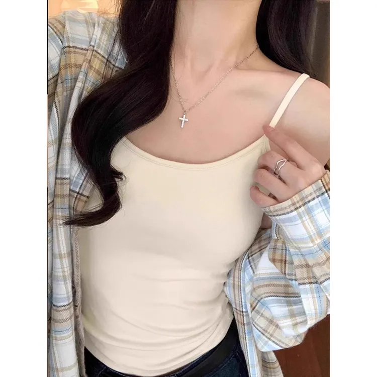 女装小吊带显瘦修身辣妹上衣带胸垫内搭背心夏季性感t桖百搭