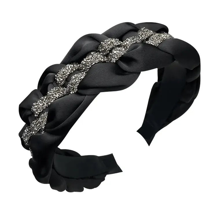 百搭麻花辫编织发箍高级感带钻气质减龄黑色高端头箍带齿防滑发卡