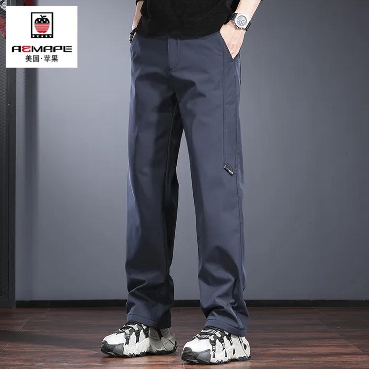 户外三防休闲裤男秋冬款宽松直筒冲锋裤加绒登山徒步拒水软壳裤潮