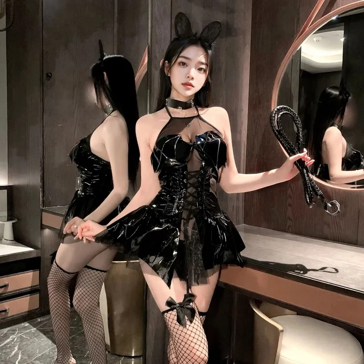 无袖jk朋克性感短裙蝴蝶暗黑连衣裙纯欲风制服荡领蕾丝辣妹性感