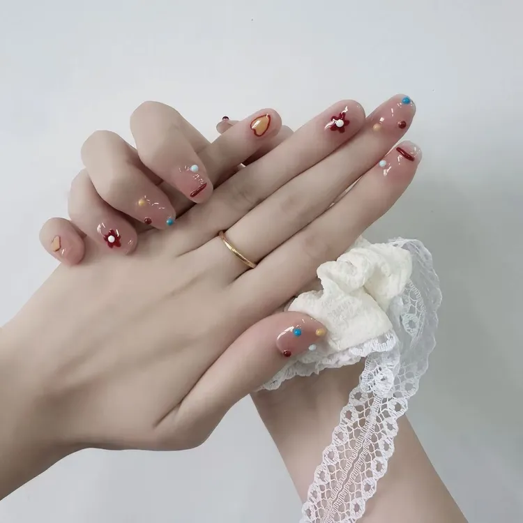 【全疆包邮040】高级纯欲纯手工穿戴甲ins风穿戴式可爱心动清新美甲