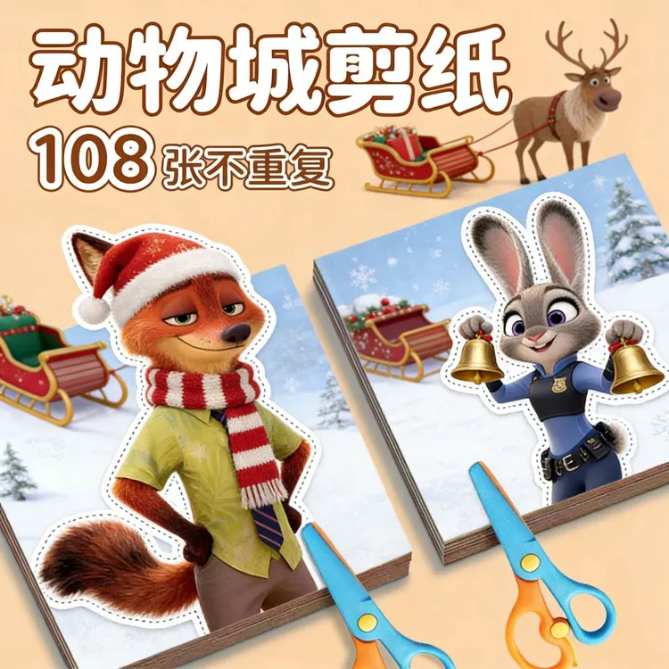 疯狂动物城2周边尼克狐朱迪儿童手工剪纸折纸幼儿园宝宝益智玩具