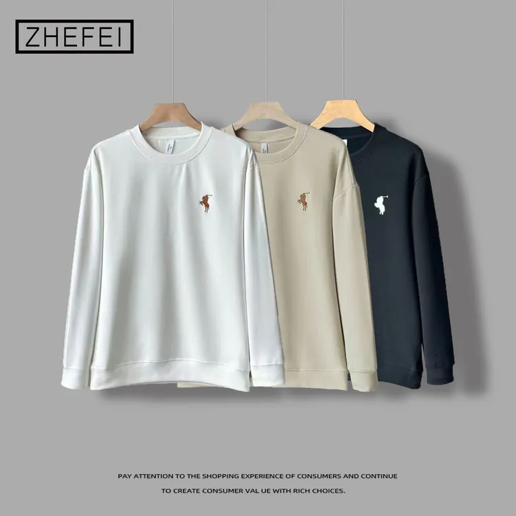 秋冬双面德绒刺绣微弹琐温亲肤高级感时尚打底男款