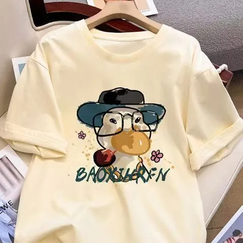 ins潮流美式卡通短袖t恤女夏季新款宽松大码设计感小众半袖上衣