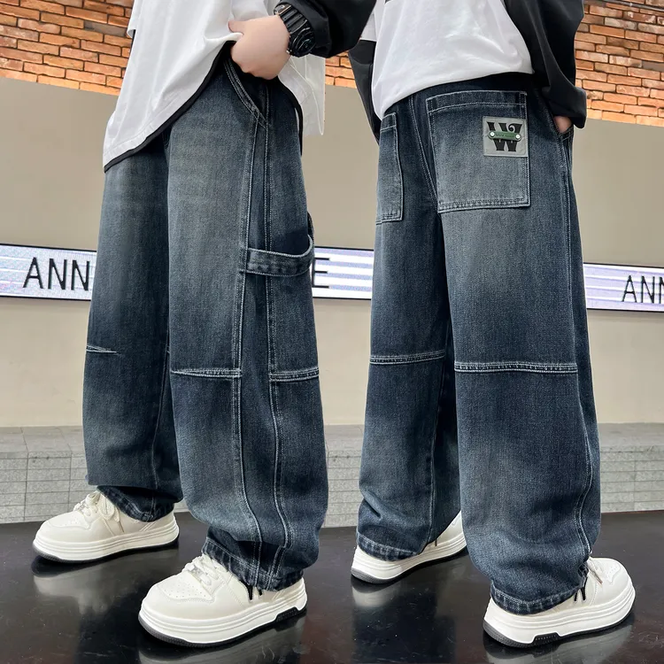 男童秋装裤子中大童男孩秋季牛仔裤2025新款儿童春秋帅气休闲长裤
