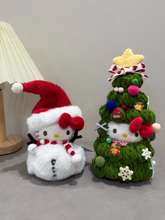 【正版】圣诞节纽扣雪人圣诞树hellokitty包包挂件挂饰毛绒包挂