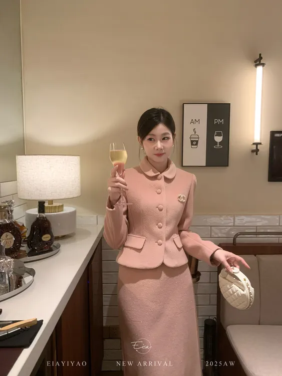 EIA一尧【财阀家的小女儿】气质韩系千金感小香风毛呢套装显瘦知性