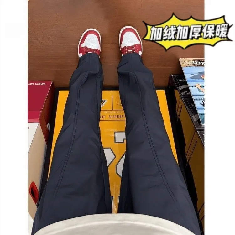 美式斜切直筒工装裤男冬季加绒加厚冲锋弯刀裤户外徒步登山裤保暖