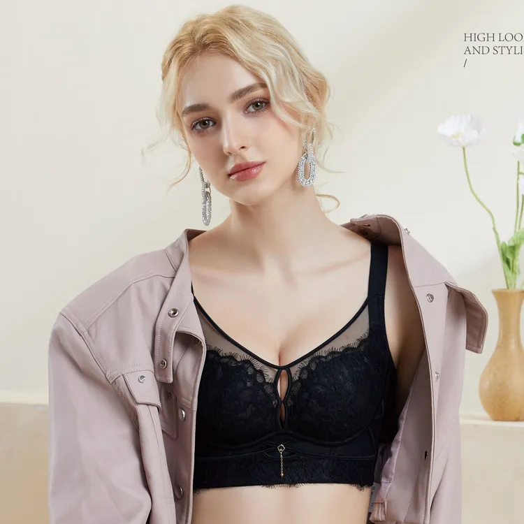 3【红颜】法式睫毛蕾丝调整内衣舒适透气水晶杯养护调整型文胸