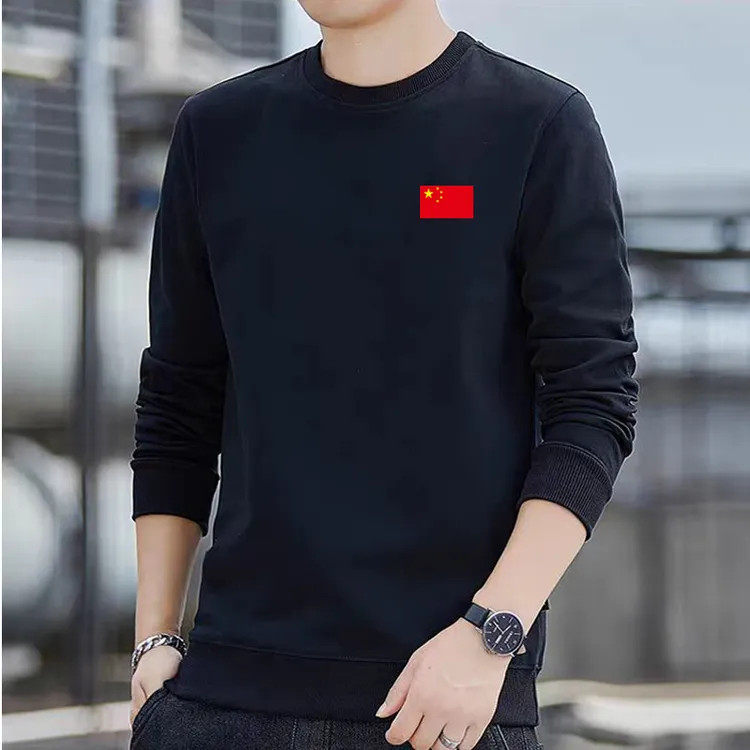 国旗卫衣男士运动休闲宽松圆领上衣春秋季户外训练服团体保暖打底