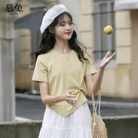 慕兔ins不规则短袖t恤女2025夏季新款设计感小众短款辣妹上衣