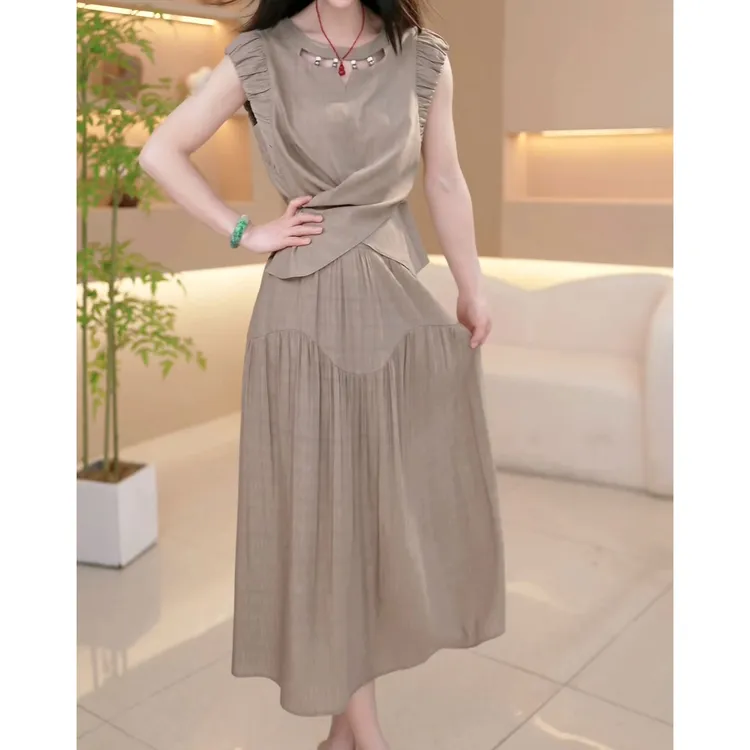 时尚休闲套装裙女2025年夏季新款洋气显瘦设计感上衣半身裙两件套