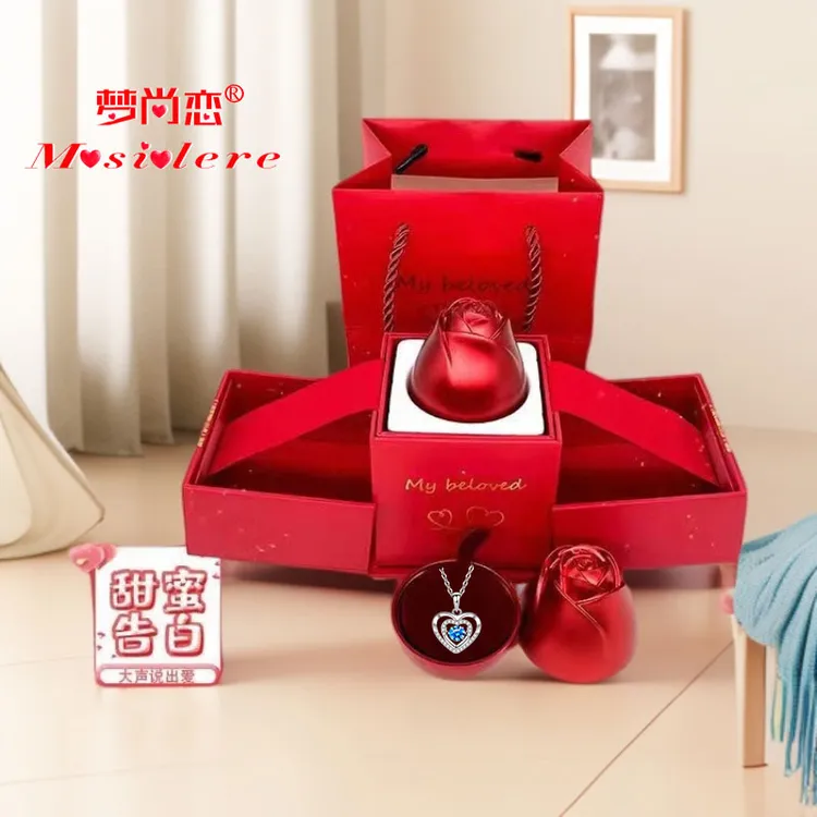 坠链均足银 圣诞节生日礼物送女友S999项链耳钉女生老婆闺蜜礼盒